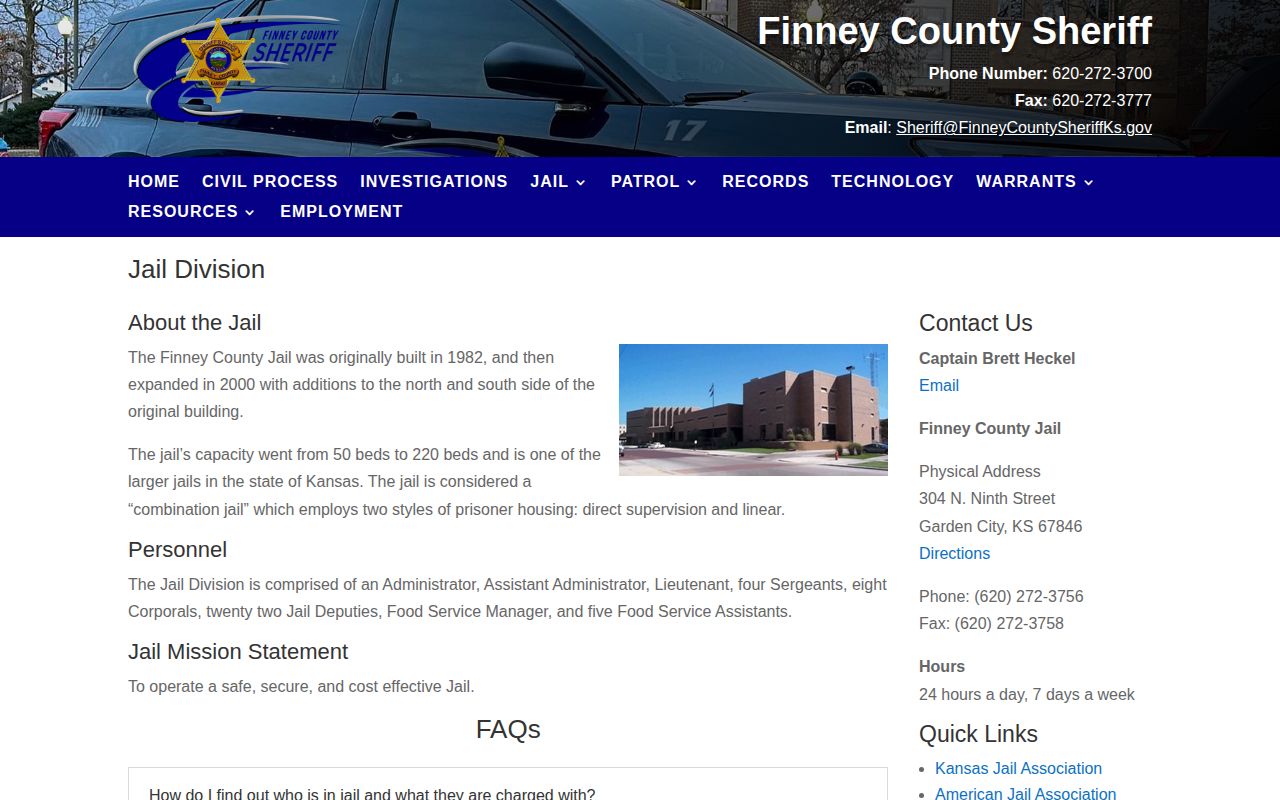Finney County released inmate roster absence and Records fallback